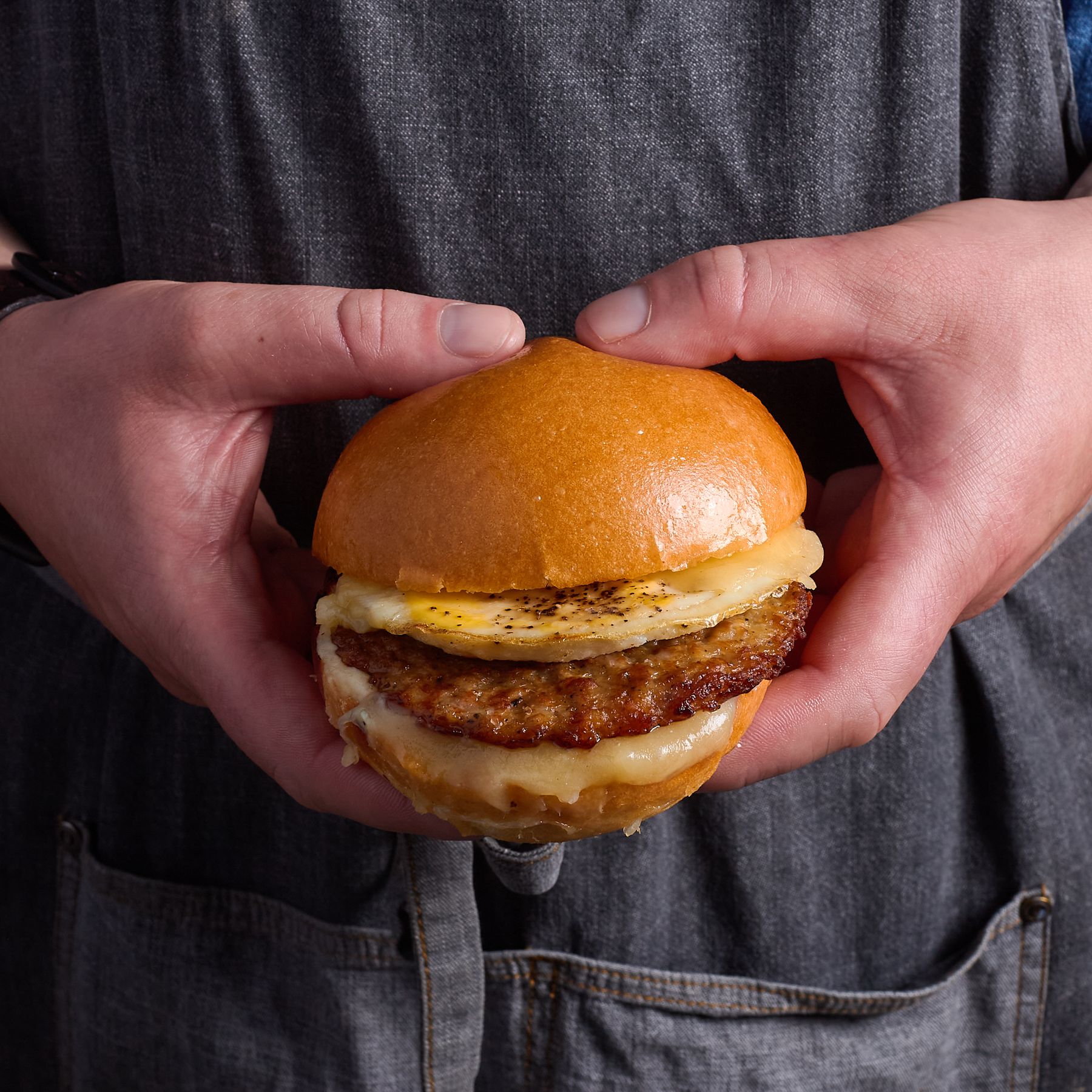 Hot honey sausage egg and cheese sandwich