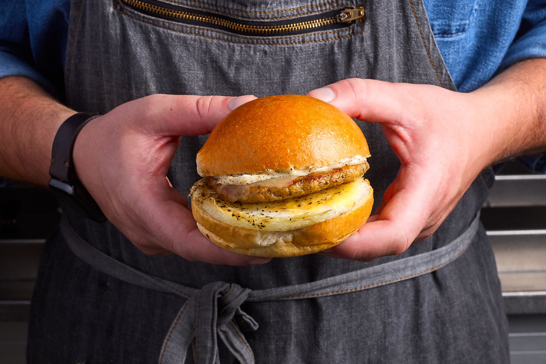 Chicken sausage egg and cheese sandwich
